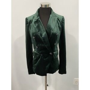 Jules & Leopold Women's Dark Green Double Breasted Velvet‎ Blazer Size XSmall